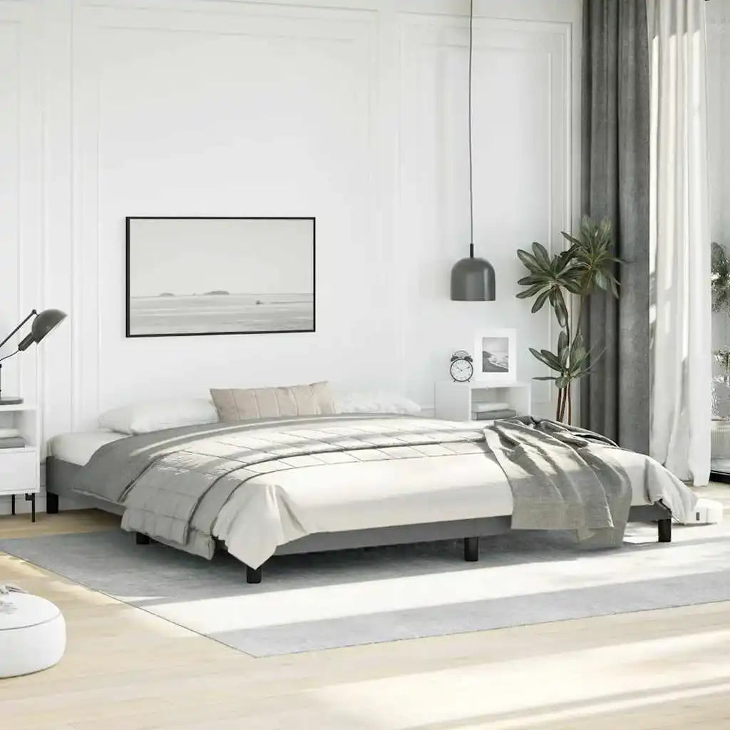 Bed Frame Without Mattress Dark Gray 76"x79.9" King Fabric