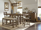 Signature Design by Ashley Moriville Rustic Farmhouse 24.5" Upholstered Barstool, 2 Count, Beige & Brown