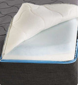 Memory foam mattress with zippered cover and exposed foam layers