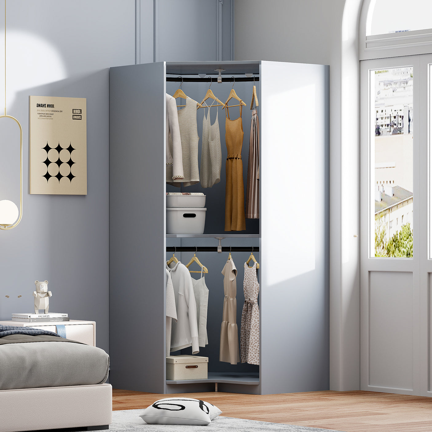 Polygon Corner Hanging Wardrobe Storage Organizer
