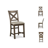 Signature Design by Ashley Moriville Rustic Farmhouse 24.5" Upholstered Barstool, 2 Count, Beige & Brown
