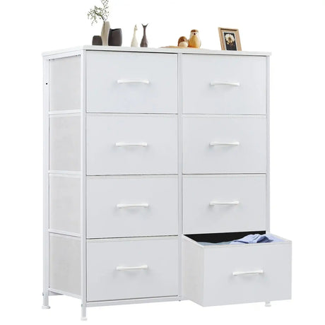 Dresser for Bedroom, Chest Organizer Unit with 8 Fabric Bins