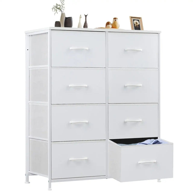Dresser for Bedroom, Chest Organizer Unit with 8 Fabric Bins