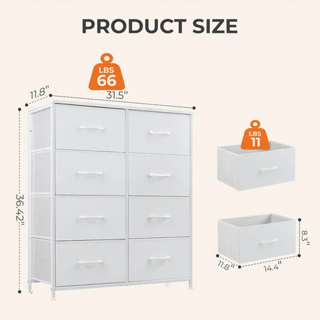 Dresser for Bedroom, Chest Organizer Unit with 8 Fabric Bins
