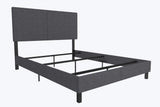 DHP Janford Upholstered Bed, Chic Grey Linen Platform Queen Bed with Modern Headboard