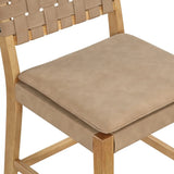 Nathan James Cohen Mid-Century Modern Leather Bar Stool, Counter Height Chair in Solid Wood Frame with