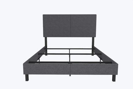 DHP Janford Upholstered Bed, Chic Grey Linen Platform Queen Bed with Modern Headboard