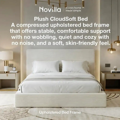 Novilla Queen Size Bed Frame, Plush CloudSoft Bed