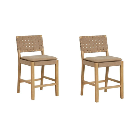 Nathan James Cohen Mid-Century Modern Leather Bar Stool, Counter Height Chair in Solid Wood Frame with