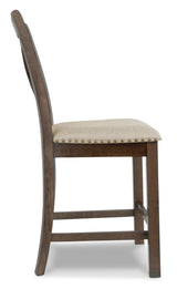 Signature Design by Ashley Moriville Rustic Farmhouse 24.5" Upholstered Barstool, 2 Count, Beige & Brown