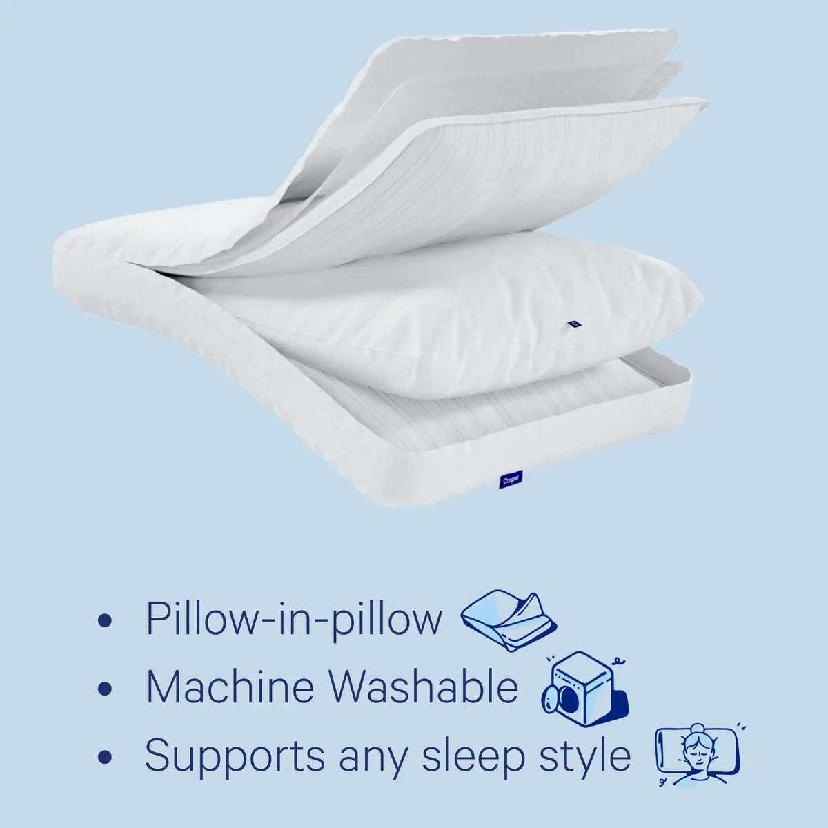 Casper Sleep Original Cooling Pillow – Standard Down-Alternative Bed Pillow