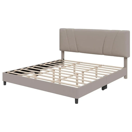 Novilla King Size Bed Frame with Adjustable Headboard Platform King Bed Frame Linen Fabric Upholstered