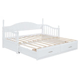 Twin Daybed, Extends to King Size, Trundle with Two Drawers, White