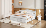Twin Daybed, Extends to King Size, Trundle with Two Drawers, White