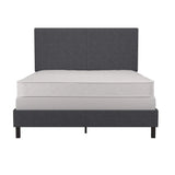 DHP Janford Upholstered Bed, Chic Grey Linen Platform Queen Bed with Modern Headboard
