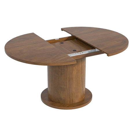 43.3 inch 59 inch Adjustable Size Round Dining Table for 4 6, Unique Design Modern Farmhouse Kitchen Table