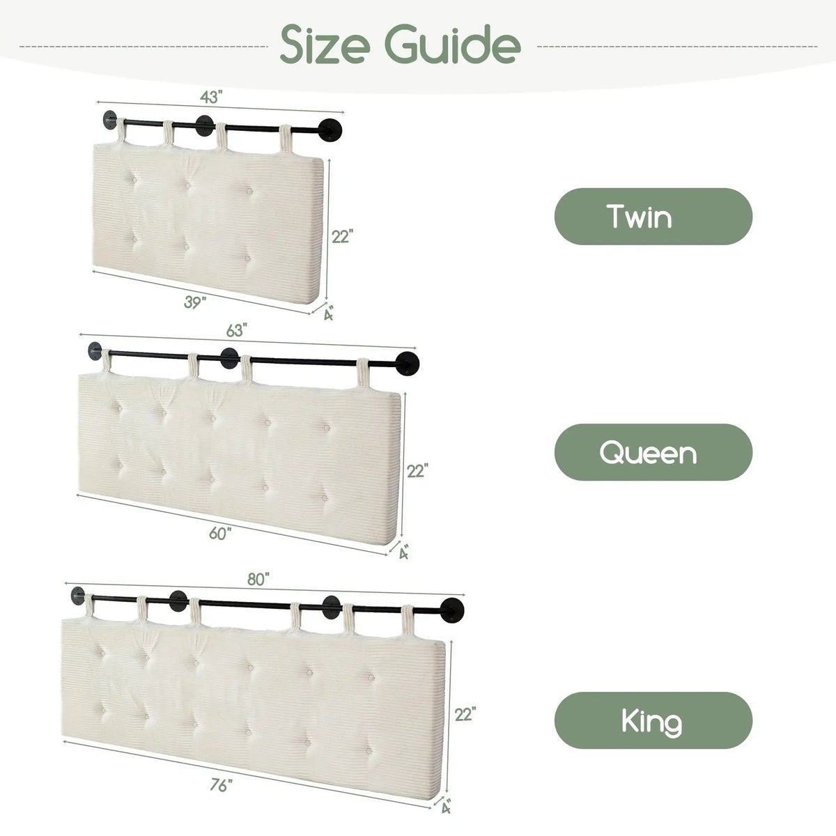 Wall Mounted Headboards for Queen Size Bed, Hanging Head Board Wall with Button Tufting