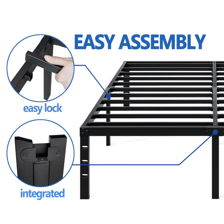 Metal Bed Frame,Twin Size Bed Frame with Storage Space,Heavy Duty Sturdy Mattress Foundation,Easy