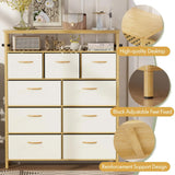 9 Drawer Fabric Dresser, Bamboo Fabric Drawer Dresser, Large Capacity Storage, for Bedroom and Living Room