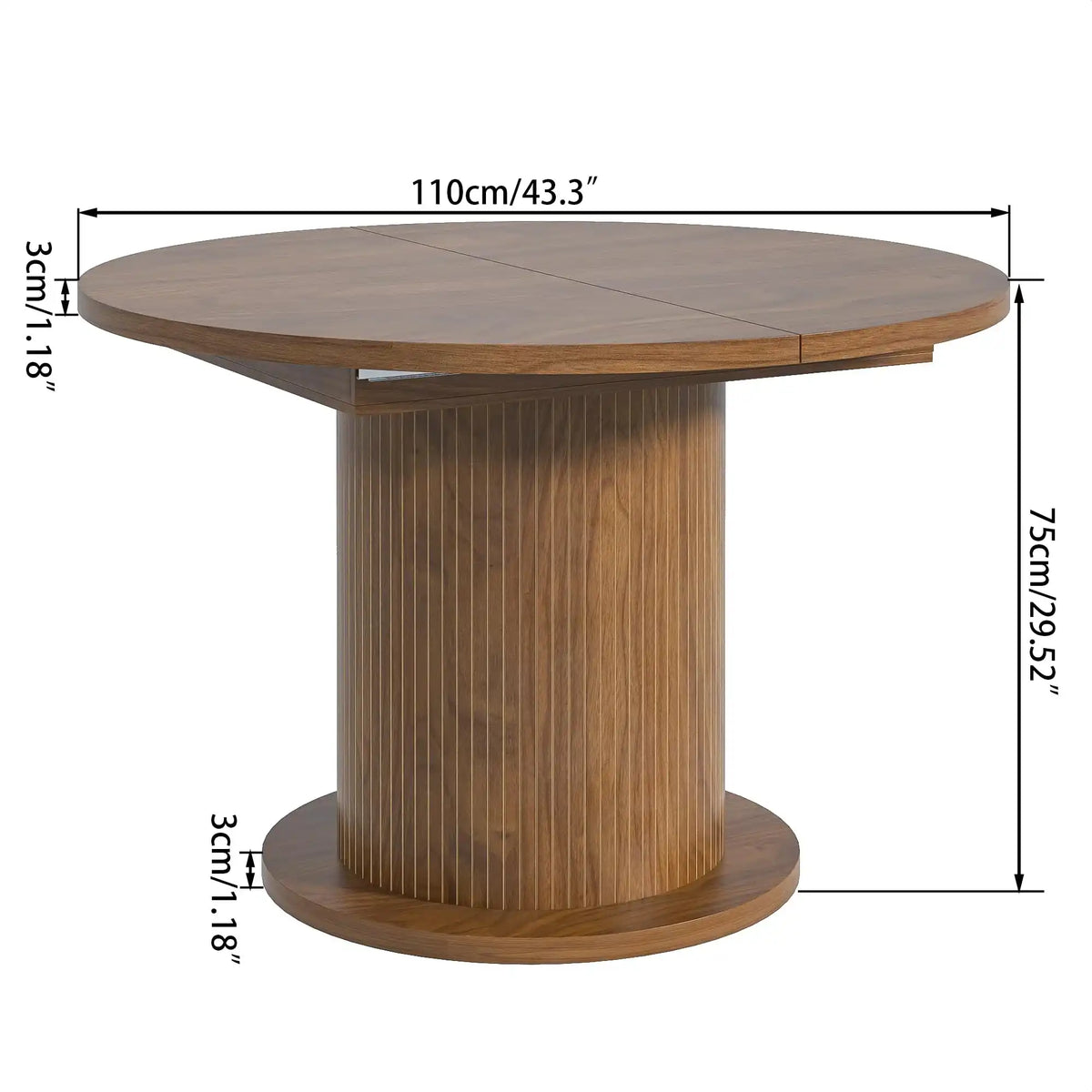 43.3 inch 59 inch Adjustable Size Round Dining Table for 4 6, Unique Design Modern Farmhouse Kitchen Table