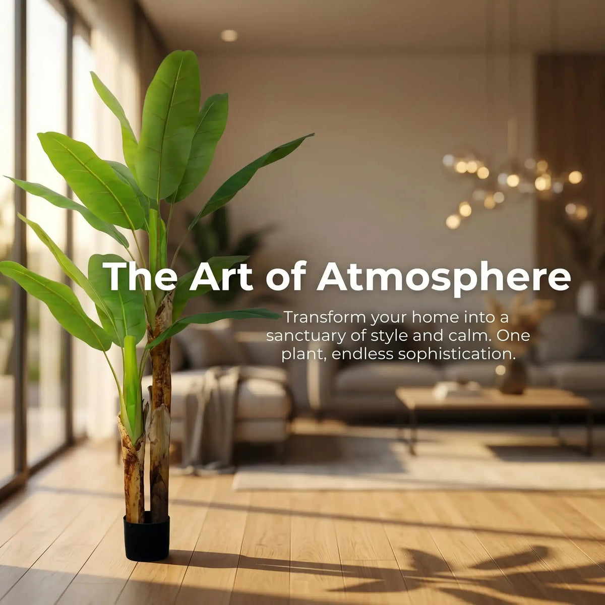 Kiko Artificial 2 Branch 11PCS +2BUD Banana Tree in Plastic Pot Fake Floor Plant Greenery Potted Plants for