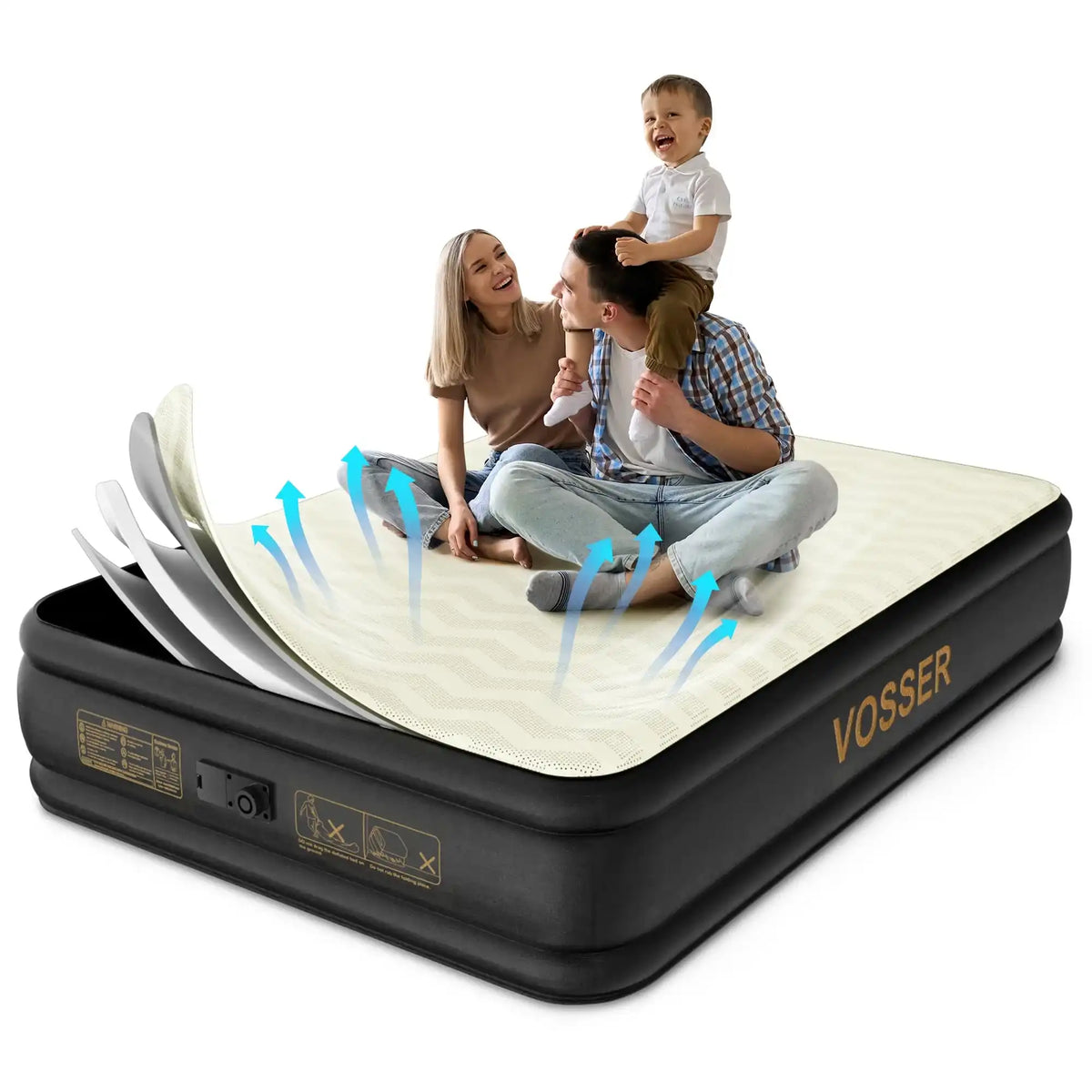Air Mattress Queen with Built in Pump,Foam Topper Blow up Mattress