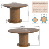 43.3 inch 59 inch Adjustable Size Round Dining Table for 4 6, Unique Design Modern Farmhouse Kitchen Table