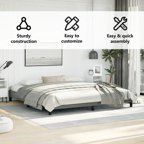 Bed Frame Without Mattress Dark Gray 76"x79.9" King Fabric