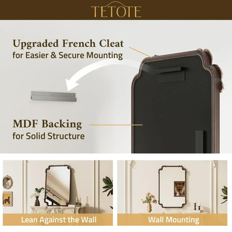 Antique Bronze Rectangle Mirror for Mantle Fireplace 30 x 36 Baroque Vintage Ornate Scroll Wall Mirror with