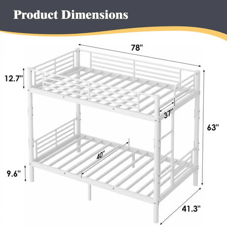 Metal Bunk Bed Twin Over Twin Sturdy Heavy Duty Bunk Beds