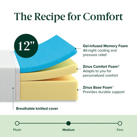 Zinus 12 Inch Green Tea Cooling Memory Foam Mattress [New Version], King
