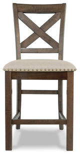 Signature Design by Ashley Moriville Rustic Farmhouse 24.5" Upholstered Barstool, 2 Count, Beige & Brown