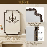 Antique Bronze Rectangle Mirror for Mantle Fireplace 30 x 36 Baroque Vintage Ornate Scroll Wall Mirror with