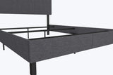 DHP Janford Upholstered Bed, Chic Grey Linen Platform Queen Bed with Modern Headboard
