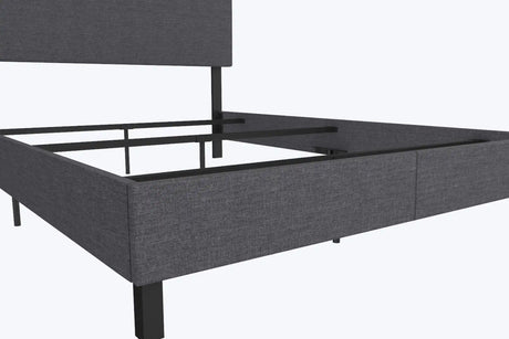 DHP Janford Upholstered Bed, Chic Grey Linen Platform Queen Bed with Modern Headboard