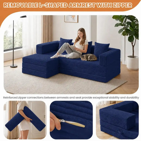 79" Modular Sectional Sofa, Boneless Convertible Sleeper Sofa Bed