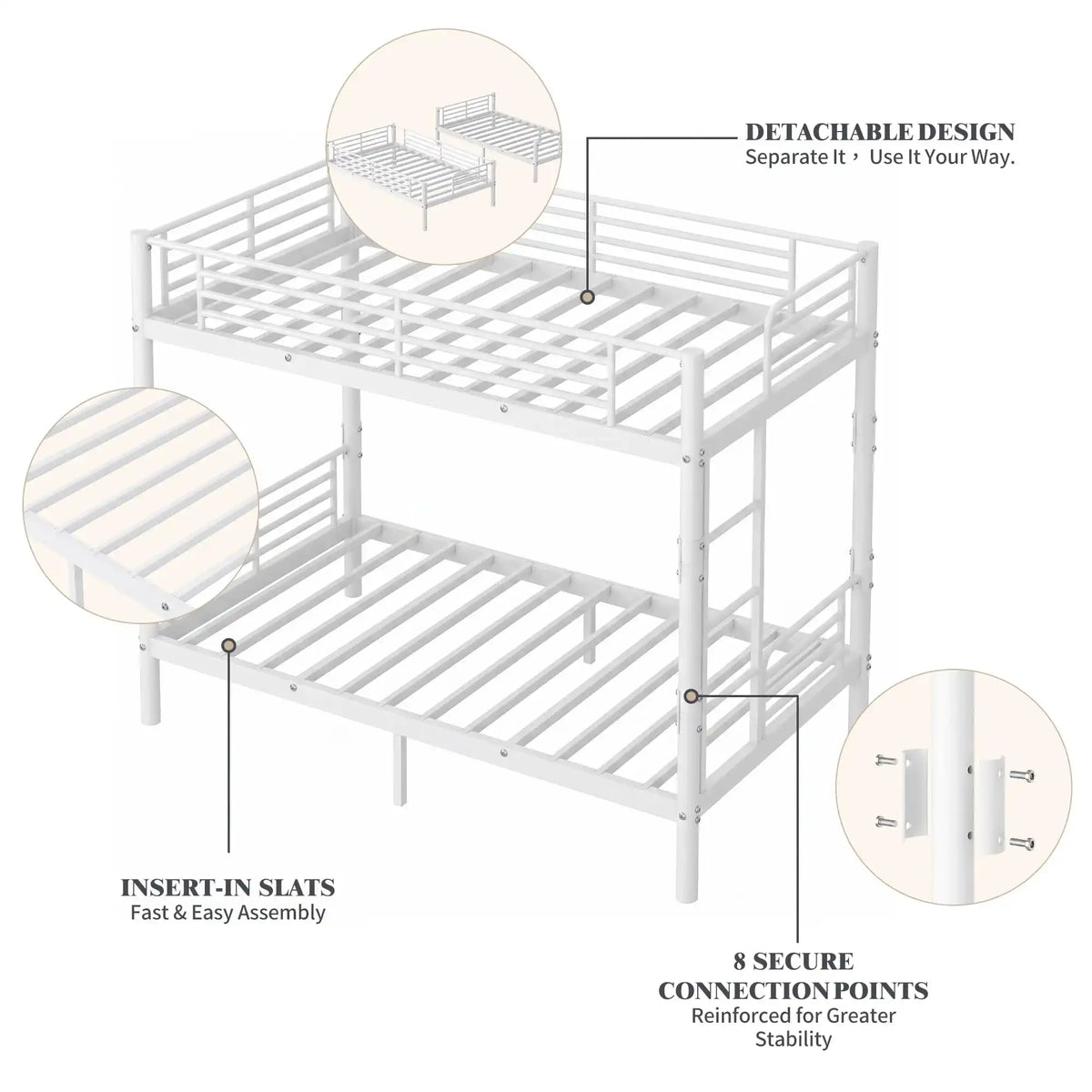 Metal Bunk Bed Twin Over Twin Sturdy Heavy Duty Bunk Beds