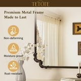 Antique Bronze Rectangle Mirror for Mantle Fireplace 30 x 36 Baroque Vintage Ornate Scroll Wall Mirror with