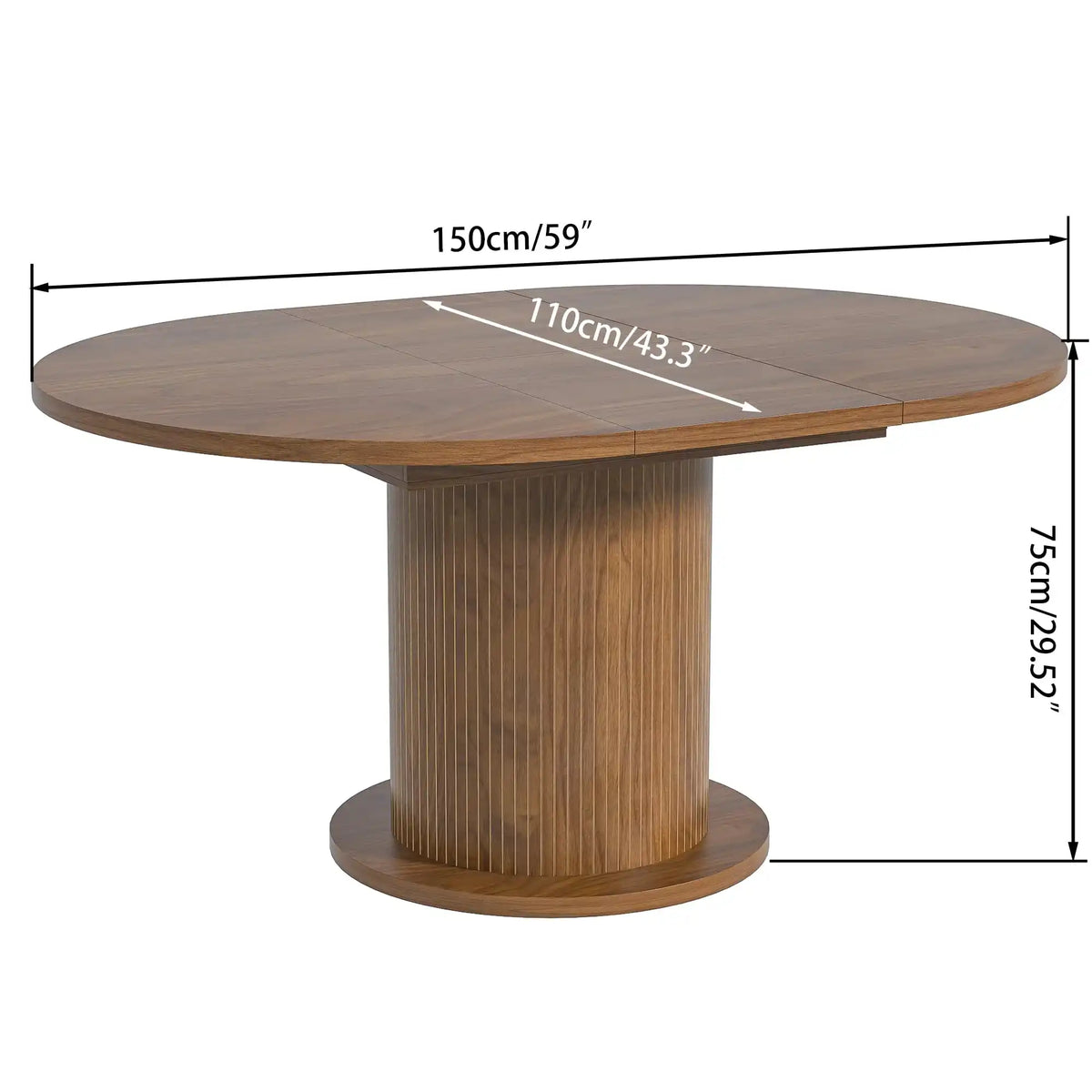 43.3 inch 59 inch Adjustable Size Round Dining Table for 4 6, Unique Design Modern Farmhouse Kitchen Table