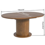 43.3 inch 59 inch Adjustable Size Round Dining Table for 4 6, Unique Design Modern Farmhouse Kitchen Table