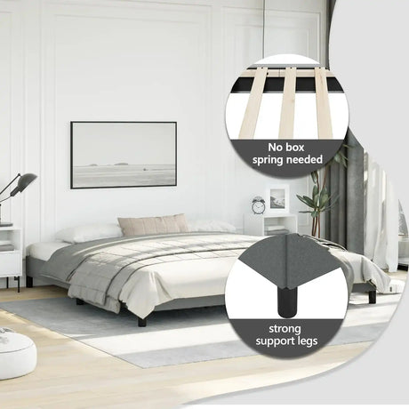 Bed Frame Without Mattress Dark Gray 76"x79.9" King Fabric