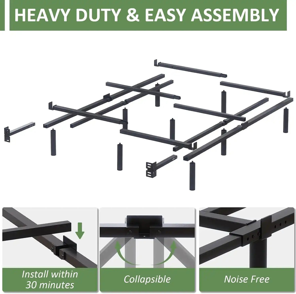 Full Metal Bed Frame, 7 Inch Low Heavy Duty Platform Bed Frames Full Size for Box Spring and Mattress