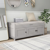 Storage Bench, 3 Shutter-Doors, Shoe Organizer, Entryway - Gray Wash