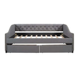 Full Daybed, Upholstered with Two Drawers, Gray