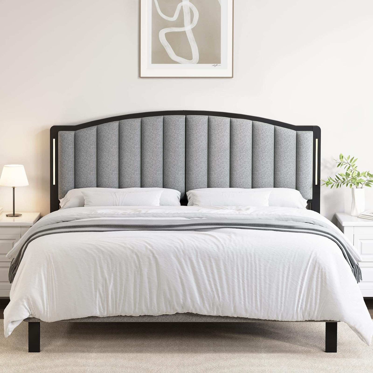 Headboard for Queen Size Bed, Upholstered Vertical Channel Tufting Head Boards
