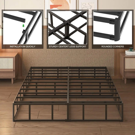 10 Inch King Box Spring High Profile, Heavy Duty Metal King Size Box Spring Bed Base with Fabric Cover