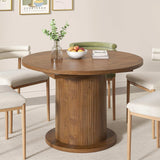 43.3 inch 59 inch Adjustable Size Round Dining Table for 4 6, Unique Design Modern Farmhouse Kitchen Table
