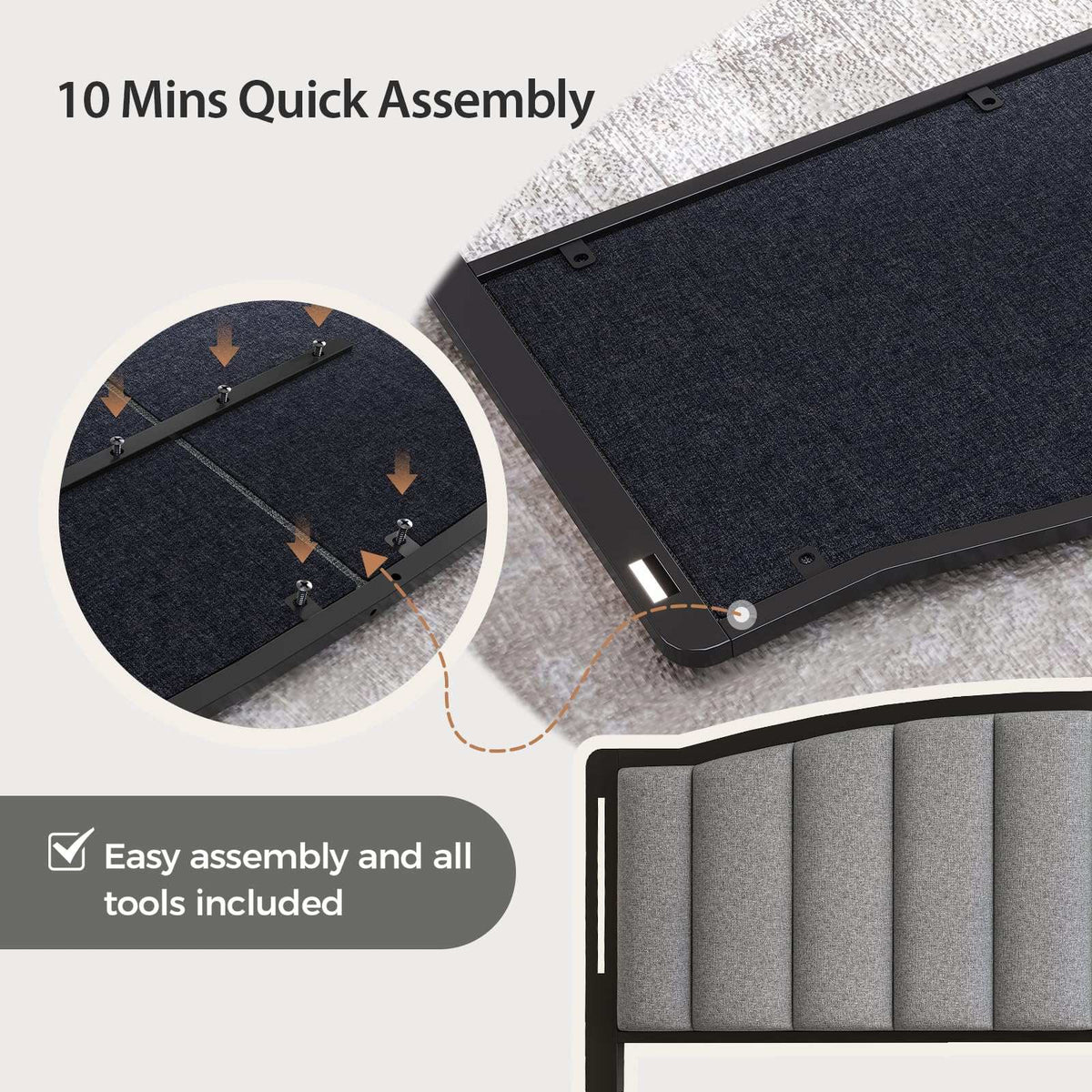 Headboard for Queen Size Bed, Upholstered Vertical Channel Tufting Head Boards