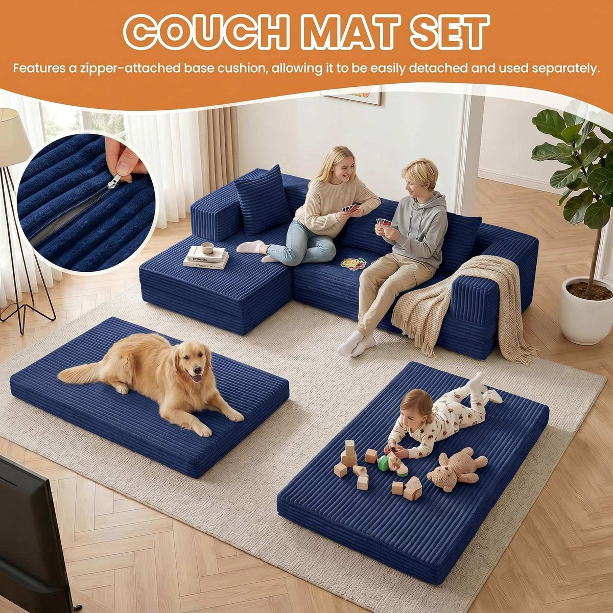 79" Modular Sectional Sofa, Boneless Convertible Sleeper Sofa Bed