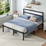 Full Size Bed Frame with Headboard and Footboard, 14 Inch Metal Platform Full Bed Frame with Steel Slat